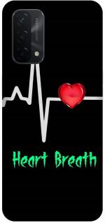 Zepboom Oppo A74 5G, Cph2263 Black Plastic Heart Break Ecg Line Printed Dual Protection Back Cover