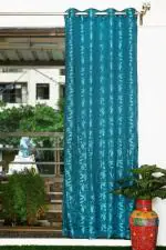 Parda Online Sky Blue Jacquard Floral Eyelet Leaves Window Curtain 5ft, (Pack of 1)