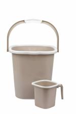 Regalo Square Ribbed Funk Bathroom Set (Bucket 18 L+ Mug 1 L) (Square S.Coffee)