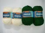 vardhman knitting yarn magnus yarn (Pack of 4 balls - each ball -100 gm) 2 CREAM & 2 GREEN BALLS