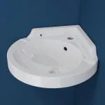 Plantex White Corner Wash Basin/Wall Mount Basin for Bathroom/Ceramic Tabletop Basin/Bathroom Basin/Small Corner Sink (Breva)