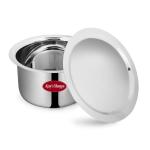 Ajay's Shoppe Stainless Steel Silver Flat Bottom Patila With Lid - 3.5 Ltr