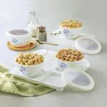 Cello Tiffany Dainty Blue Dry Fruit Set | Set Of 4 | Serving Bowl | Serving Tray | Containers With Lid | 500Ml, White