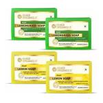 khadi ORGANIQUE Lemon Soap 2 And Lemongrass Soap 2 Combo (Pack Of 4) 500 gm