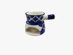Your Local Store Blue Fondue Set // Melting Oil Burne Pot for Cheese Chocolate with 1 Tealight Ceramic Fondue Set (Blue)