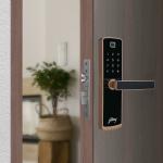Godrej Locking Solutions and Systems Catus Connect Smart Door Lock for Wooden Door I 5 Ways Unlocking I WiFi Mobile App I Fingerprint I RFID Card I PIN Access I Mechanical Key I OTP Access I Rose Gold Finish