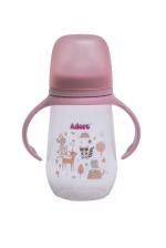 Adore Advanced Nok Nok Wide Neck Feeding Bottle With Handle & Premium Matte Finished Anti Colic Teat -250 ml-Pink
