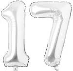 AT Presents Number 17/Seventeen Balloons Party Decoration Items Kit For 17th Birthday/ Anniversary. Balloon For Boys And Girls .Silver ( Pack of 2 )