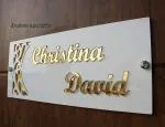 i Creations Customised White with Golden Acrylic 3D Elevated Letters Name Plate (6 x 15 inch)