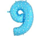 AMFIN 17 Inch 9 / Nine Number Blue Foil Balloon for 9th Birthday Party Decorations / Ninth Anniversary Party Decoration