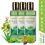 Parwati Gramudyog Herbal Products Aloevera & Green Tea Herbal Face Wash Improving Radiance Anti Acne Young feel SLS & Paraben free 630 ml (Pack of 3)