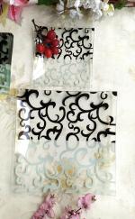 LORD'S CREATION Snacks Set - Toughned Glass -1 Large Serving Plate (12in) with 6 Eating Plates (7in) Microwave & Dishwasher Safe . Good Gift or Gifting Option