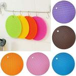 Zollyss 5 Pcs Multi-Purpose Silicone Trivet Mats Round Pot Holder Hot Pot Mats Hot Pad Jar Opener Spoon Rest Heat Resistant Non-slip Durable Flexible Dishwasher Safe for Home Use