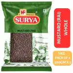 Surya 1 kg Mustard (Rai) Whole (Pack of 2; 500g each) | Whole Spices| Black Mustard