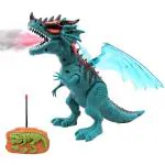 Toyshine Remote Control Walking Dinosaur T-Rex with Water Mist Spray Function Wings Lights and Roaring Sound Electric Dino Toy for Kids 3-12 Years - Green…