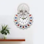 Webelkart Designer Stones Ganesha Plastic Wall Clock for Home/Living Room/Bedroom/Kitchen- 13 Inches ( Silver)