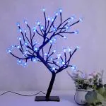 ZILLOQUIL LED Cherry Blossoms Bonsai Tree Lamp 18 Inch, 28 LED Silicon Tree Adjustable Branches for Room Decoration Night Light, Corded Electric (Blue)