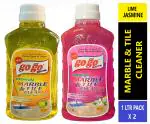 GOGO Premium Marble & Tile Cleaner, Pack of 1Ltr X 2 (Lime & Jasmine)