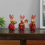 Buy Trinity Craft Iron Handpainted Rabbit Small Animal Figurine Set Of ...