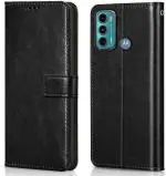 BINTAGE Flip Cover for MOTOROLA Moto G60 (Black, Magnetic Case, Pack of: 1)