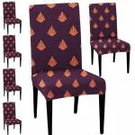 HOTKEI Set of 6 Wine Printed Dining Table Chair Cover Stretchable Slipcover Seat Protector Removable 1pc Polycotton Dining Chairs Covers for Home Hotel Dining Table Chairs
