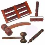 DIVINE Wooden Foot Roller Massager Handle Massager Face And Neck massager Jimmy Massager Ball Massager Acupressure Pain Relief Combo Kit (Set of 5)