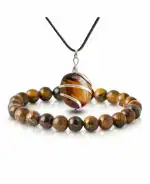 Reikved Tiger Eye Bracelet Zodiac Leo Birthstone With Tumble Pendant