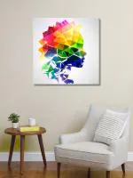 999Store Multicolor Cotton Canvas Abstruck Wall Painting 24 inch x 24 inch (FLP2424074)