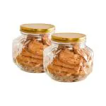 Nestasia Glass Containers for Kitchen Storage Set | Diamond Textured Transparent Jars with Lids | Perfect for Snacks, Masala, Pickles, Pulses, Cookies (Set of 2, 1800ml Each)