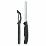 S.B.ANJALI SHALU BHAI Kitchen Knife, Set of 2, Sharp Wavy Edge Multipurpose Knife and Stainless Steel Traditional Peeler, Black