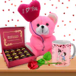 Midiron Romantic Gift |Chocolate Gifts|Love Combo Gift |Valentines Gift for Girlfriend/Wife|Anniversary, Birthday Gift-Handmade Chocolate Box, Soft Teddy, Printed Ceramic Mug & Artificial Red Rose