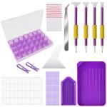 Hasthip 46Pcs 5D Diy Diamond Painting Tools And Accessories Kits With Diamond Painting Trays And Pens, Tweezer, Clips, 28-Grids Diamond Organizer, Diamond Art Painting Tool Kit (Without Diamonds)