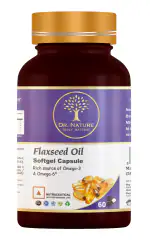 Dr. Nature Flaxseed Oil Softgel Capsule (500MG) | Omega 3-6 | Support Hair & Skin, Heart, Brain, Eye, Joint | Immunity Booster Health Supplement (60Caps) Unisex