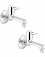 LEVERS Sting A-099999 Brass Long Body Bib Cock Tap with Wall Flange (Pack of 2) (Chrome)