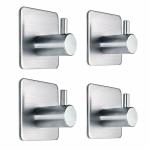 Kienlix Adhesive Hooks Heavy Duty Wall Hooks Waterproof Stainless Steel Hooks for Hanging Coat, Hat, Towel Robe Hook Rack Wall Mount- Bathroom and Bedroom - 4 Pieces
