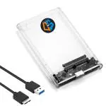 DS REFURBISH 2.5'' External Hard Drive Enclosure USB 3.0 to SATA III Tool-Free Clear Hard Disk Case for 2.5 inch 7mm 9.5mm SATA HDD SSD Max 6TB Support UASP