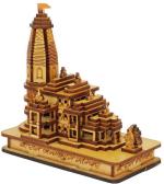 PINK SKY Ram Mandir Ayodhya 3D Model Wooden Temple 6 NCH Decorative Showpiece - 15 cm (Wood, Brown)