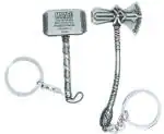 Blue Aura Av Unique Silver Metal Marvel Thor Hammer And Stormbreaker Axe Key Chain (Set Of 2)