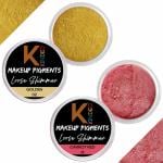 KINDED Golden and Carrot Red Powder Loose Shimmer Glitter Eyeshadow for Women - Pack of 2, Each Pack 3 g