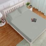 HOKIPO Solid Fitted Bedsheets Double Size with 2 Pillow Cover, Light Grey (IN-700-LGRY)