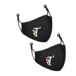 CENWELL (T Print) Washable Embroidery Stylish Cloth Face Mask with Adjustable Earloop & Nose Pin (Pack of 2)