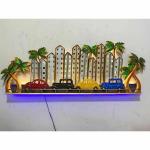 Antaryuga Multicolor05 Metal City Light With Led Wall Art, 57 X 5 X 21 cm