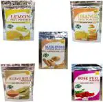 OEHB Paraben Free Black Head Removal Lemon Orange Multani Mitti Rose Powder and Sandalwood Powder For All Skin Types 250 G (Pack of 5)