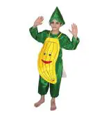 Kaku Fancy Dresses Banana Fruits Costume -Yellow & Green, 7-8 Years, for Boys & Girls