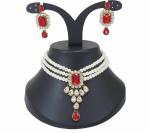 Gyaan Jewels Handmade Alloy Earring and Necklace Set Red (Women, Girls) (Pack of 1) Free Size