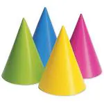 Festiko 20 Pieces Colorful Party Hats (4 Colors), Solid Color Party Cone Hats For Birthday, Multicolor Cone Hats For Kid's/Adult's Party