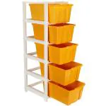 Joyful Studio 4 Xl(Extra large), Modular Drawer, Virgin Plastic for Home, Office, Parlor, School, Doctor, Home and Kids, Product Dimension when assembeled (31cmx39cmx80.9cm), Colour Orange