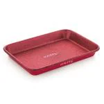 HAZEL Non Stick Tray for Baking Rectangular Shape For Homemade Cake with Granite Finish Nonstick,Red