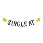 Festiko Single Af Banner, Newly Unwed, Just Divorced, Broken Up, At Last, Bye Felicia, Divorce Af Bunting Decor Decorations Supplies Backdrop, Black And Gold