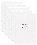 Shining Zon PVC Margin Punch Folder File Plastic Sheet ExtraThick Sleeves Folder File for A4 Size Document Certificate with 2 Punch Holes & Tab Cut Transparent (Pack of 80 )